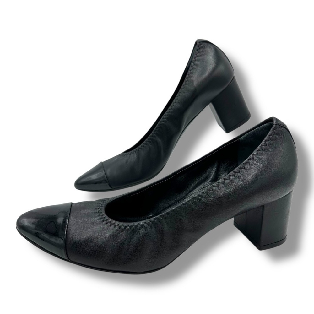 AGL Attilio Giusti Leombruni Black Leather Block Heel Pumps Made in Italy Sz 39